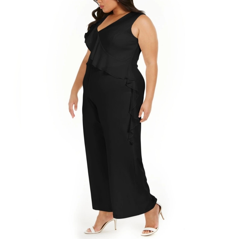 NWT Connected Apparel V Neck Ruffle Sleeveless Jumpsuit Size 20W - Picture 3 of 3